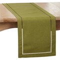 Saro Lifestyle SARO 9738.G1454B 14 x 54 in. Oblong Green Laser-Cut Hemstitch Table Runner 9738.G1454B